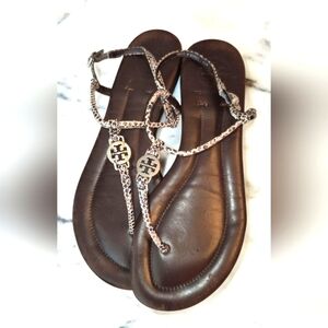 Tory Burch Animal Print  Brown Sandals